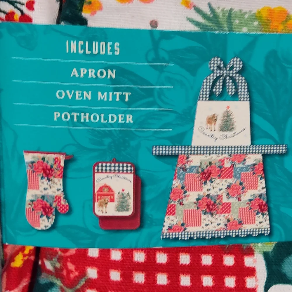 🌺 Last Set 🌺 New The Pioneer Woman Christmas Tree/Cow Holiday Apron Set 2021 - Picture 3 of 5